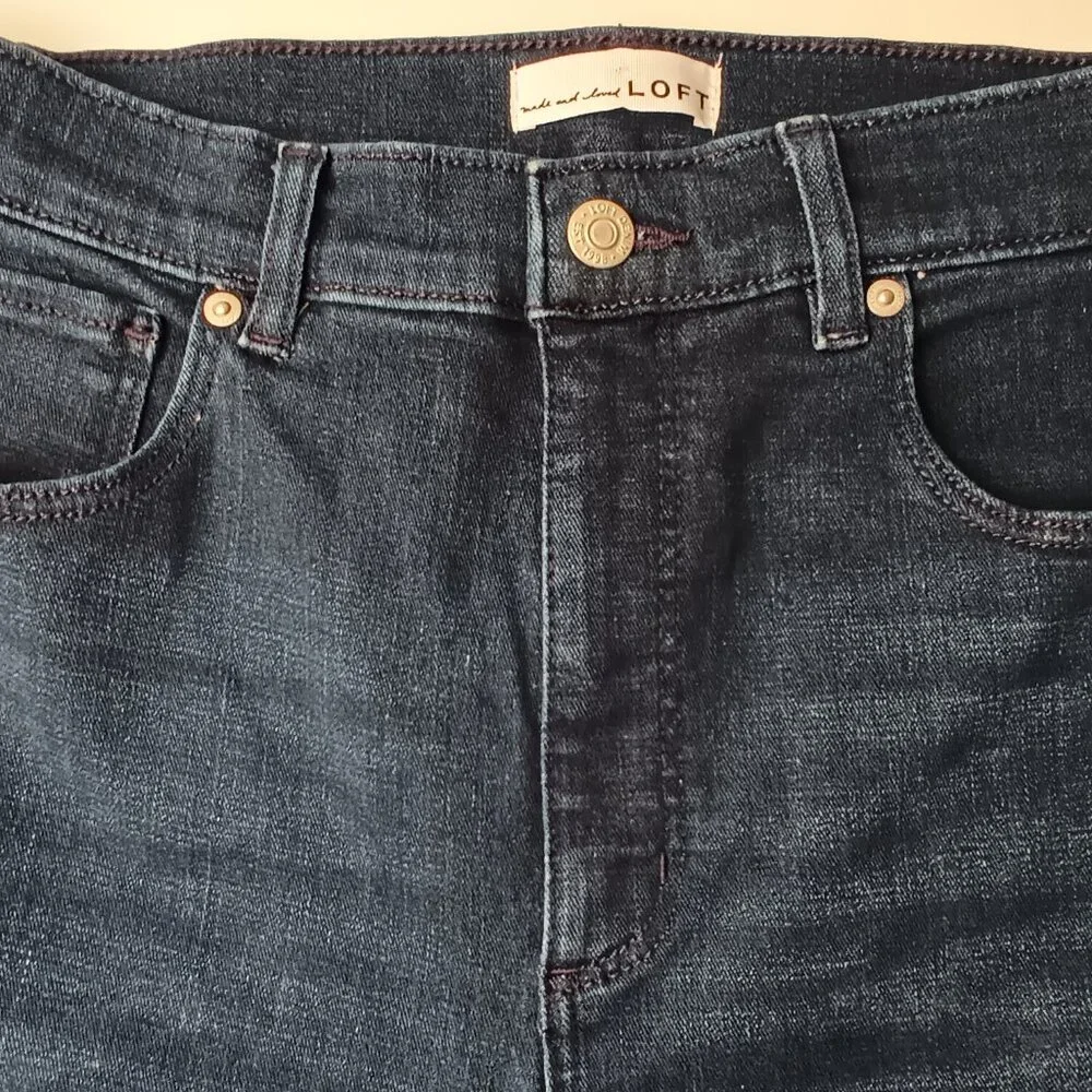 Loft Denim Jeans Size 30/10 The Slim Flare High Rise Dark Wash - Picture 3 of 11